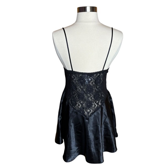 Vintage 90s Cinema Etoile Black Sequin Beaded Sheer Lace Satin Skirt Lingerie M - Picture 7 of 10